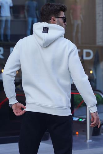Ekru Fermuarlı Kapüşonlu Sweatshirt 6143