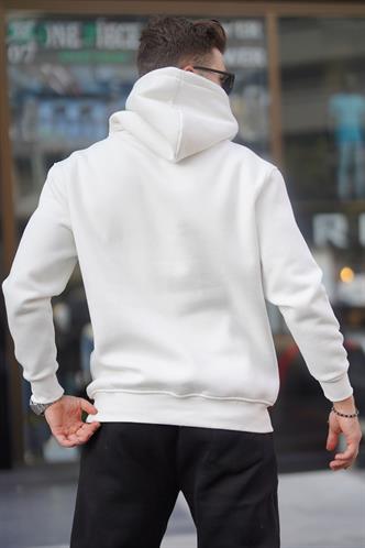 Ekru Kapüşonlu Düğme Detaylı Sweatshirt 6150