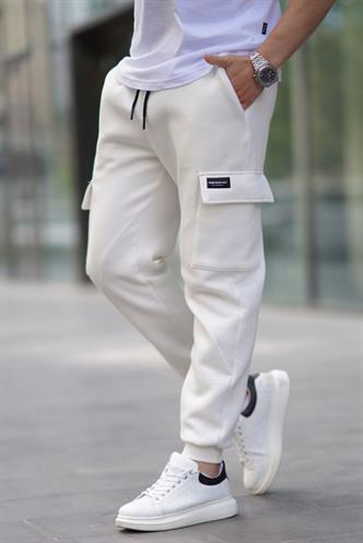 Ekru Kargo Cep Erkek Eşofman Altı 6526