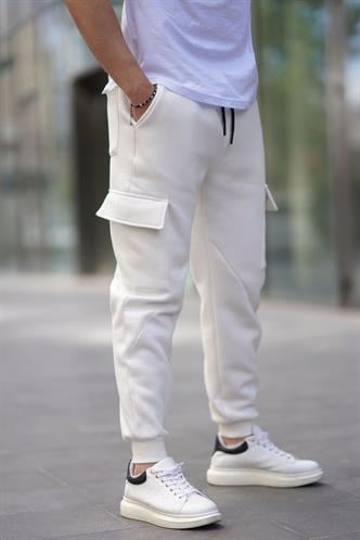 Ekru Kargo Cep Erkek Eşofman Altı 6526