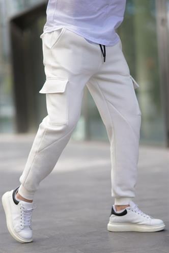 Ekru Kargo Cep Erkek Eşofman Altı 6526