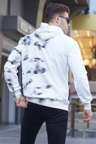 Ekru Baskılı Kapüşonlu Sweatshirt 5897