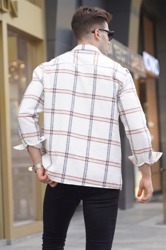 Ekru Regular Fit Oduncu Gömlek 5556