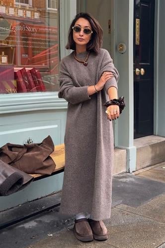 Vizon Bisiklet Yaka Basic Triko Kadın Elbise MG2611