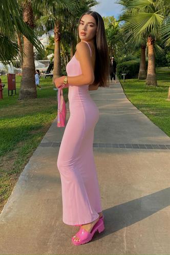 Pembe Uzun Asklı Basic Elbise MG1852