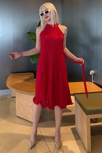 Madmext Kırmızı Halter Yaka Kadın Elbise Mg2351
