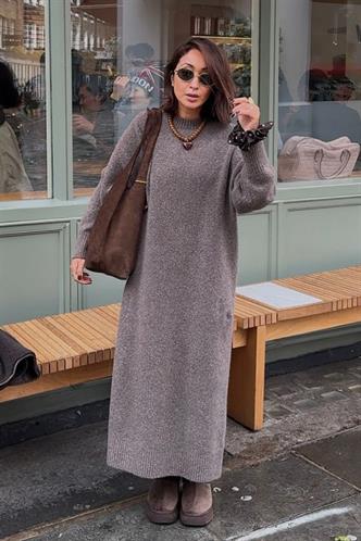 Vizon Bisiklet Yaka Basic Triko Kadın Elbise MG2611