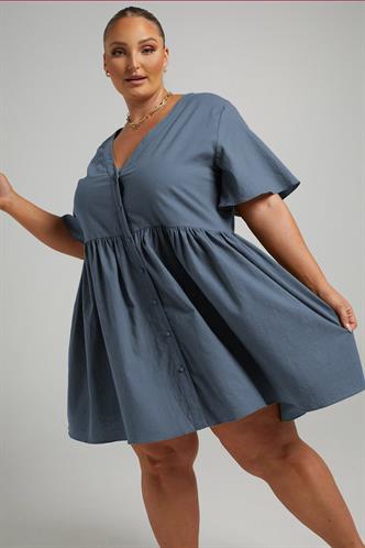 Turuncu Düğmeli Mini Elbise MG1621