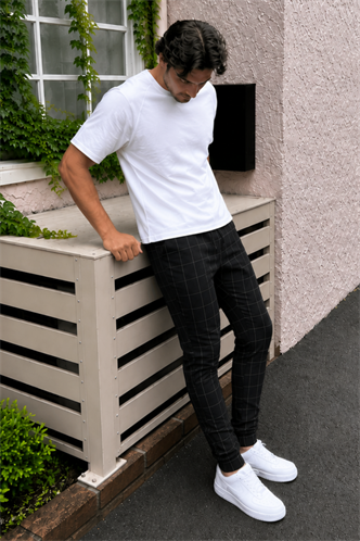 Madmext Black Checked Trousers Mad4081