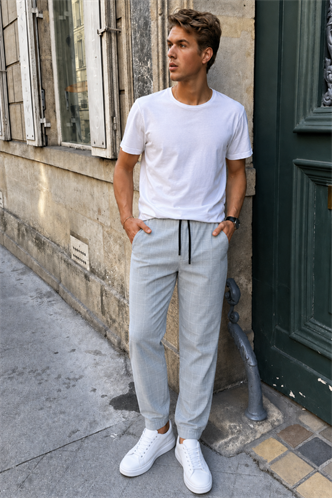 Madmext Gray Checked Trousers Mad4081