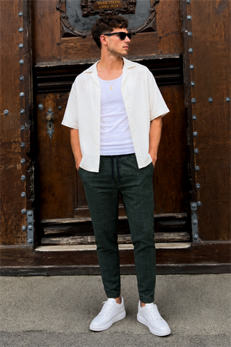 Madmext Khaki Checked Trousers  Mad4081