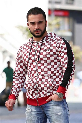 Erkek Bordo Kapşonlu Sweatshirt 2746
