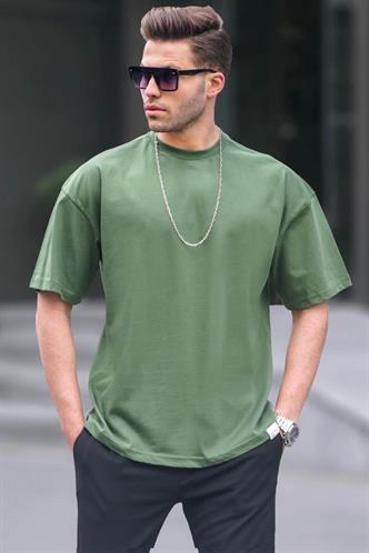 Erkek Haki Oversize Fit Basic Tişört 6066