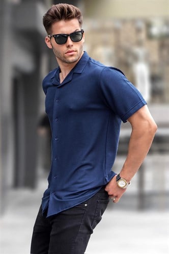 Madmext Men Navy Blue Shirt 5500