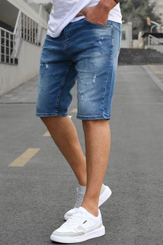 Erkek Mavi Slim Fit Jean Şort 6350
