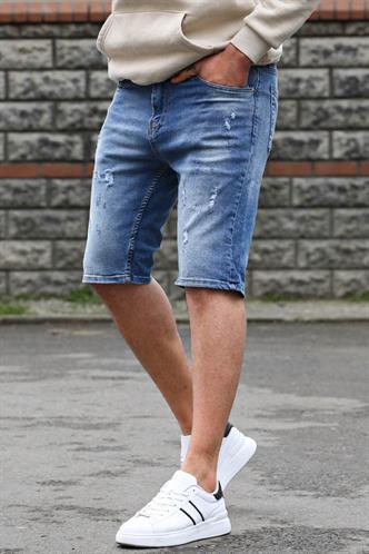 Erkek Mavi Slim Fit Jean Şort 6350