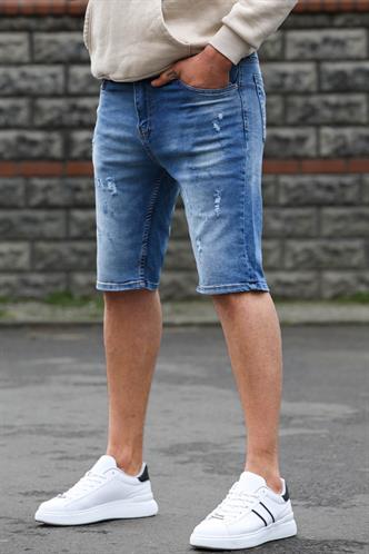 Erkek Mavi Slim Fit Jean Şort 6350