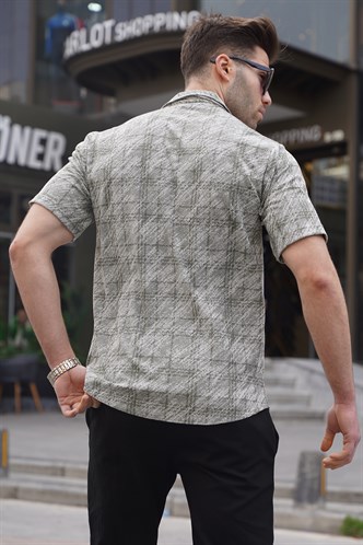 Erkek Mint Yeşili Klasik Yaka Regular Fit Kısa Kollu Gömlek 5583