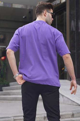 Erkek Mor Oversize Fit Basic Tişört 6066
