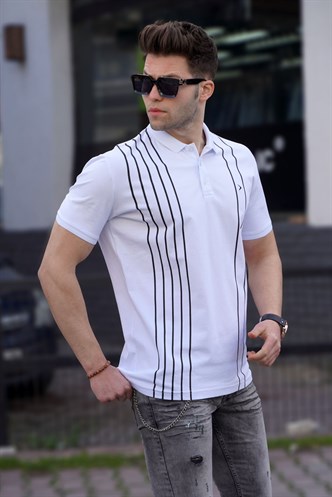 Men White Polo T-Shirt 5822