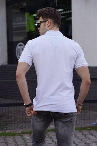 Men White Polo T-Shirt 5822