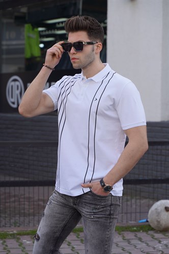 Men White Polo T-Shirt 5822
