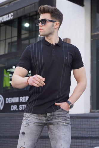 Erkek Polo Yaka Siyah Tişört 5822