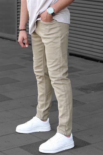 Erkek Taş Rengi Kanvas Slim Fit Pantolon