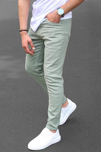 Erkek Yeşil Kanvas Slim Fit Pantolon
