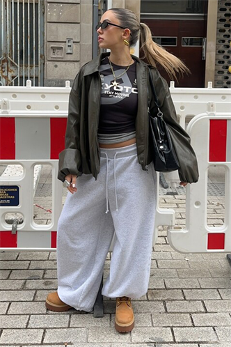 Karmelanj Stoperli Barrel Fit Şardonlu Kadın Eşofman Altı MG2687