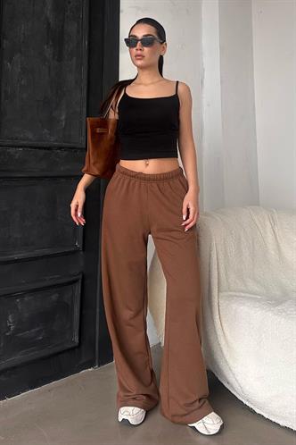 Kahverengi Bol Paça Kadın Eşofman Altı MG2279