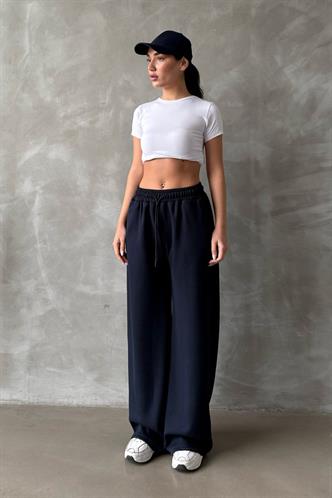 Lacivert  Ayarlanabilir Bel Bol Paça Rahat Kesim Basic Kadın Eşofman Altı MG2122