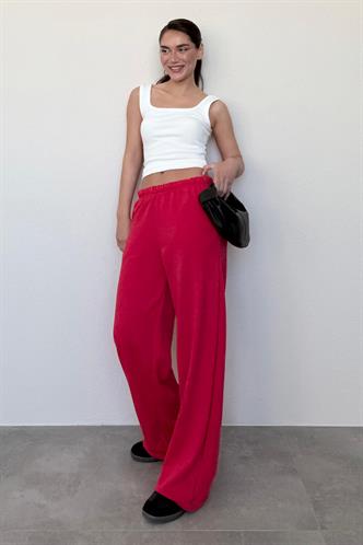 Kırmızı Bol Paça Kadın Eşofman Altı MG2279