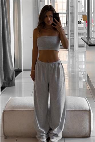 Gri Barrel Fit Kadın Eşofman Altı MG2553