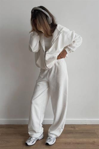 Beyaz Barrel Fit Kadın Eşofman Altı MG2553