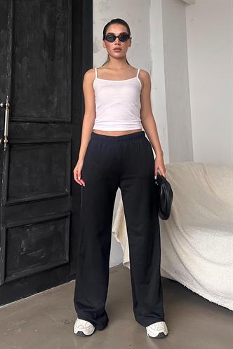 Siyah Bol Paça Kadın Eşofman Altı MG2279