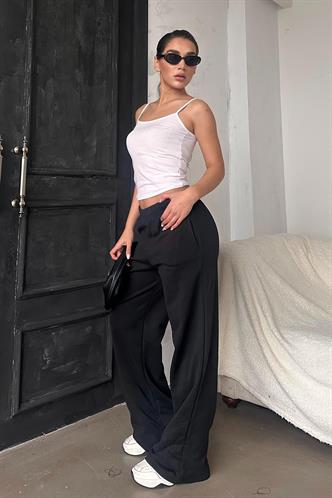 Siyah Bol Paça Kadın Eşofman Altı MG2279