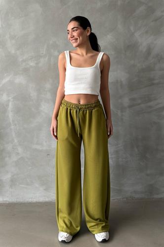 Fıstık Yeşili  Yumuşak Dokulu Palazzo Jogger Kadın Eşofman Altı MG2122