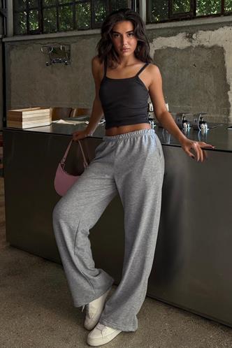 Gri Barrel Fit Kadın Eşofman Altı MG2553