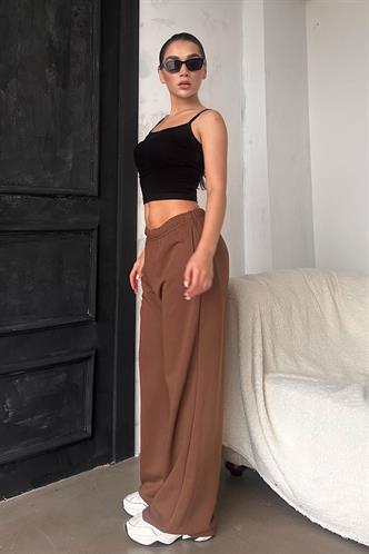 Kahverengi Bol Paça Kadın Eşofman Altı MG2279