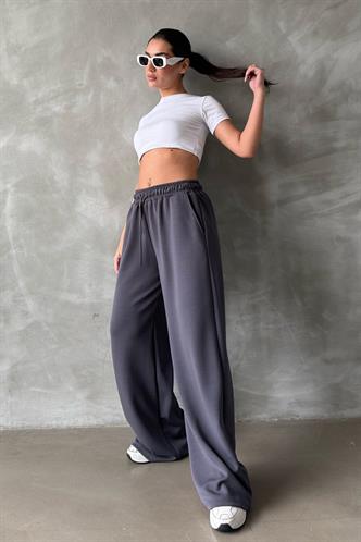 Füme Ayarlanabilir Bel Bol Paça Rahat Kesim Basic Kadın Eşofman Altı MG2122