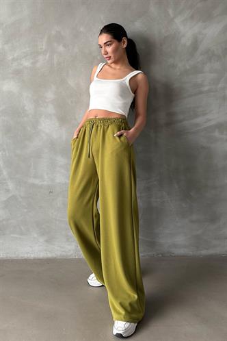 Fıstık Yeşili  Yumuşak Dokulu Palazzo Jogger Kadın Eşofman Altı MG2122