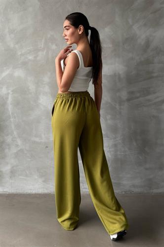 Fıstık Yeşili  Yumuşak Dokulu Palazzo Jogger Kadın Eşofman Altı MG2122