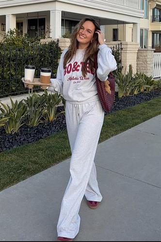 Gri Bol Paça Kadın Eşofman Altı MG2279