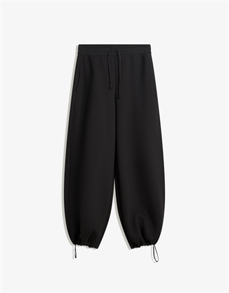 Siyah Stoperli Barrel Fit Şardonlu Kadın Eşofman Altı MG2687