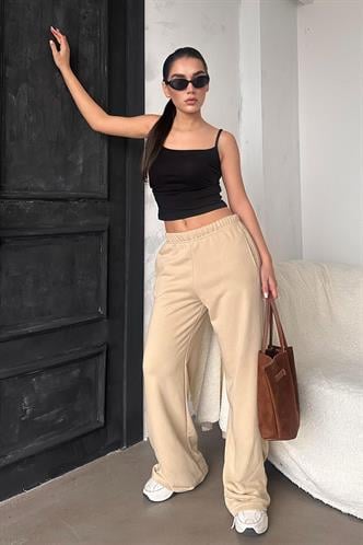 Bej Bol Paça Kadın Eşofman Altı MG2279