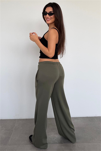 Haki Geniş Paça Barrel Fit Eşofman Altı MG2646