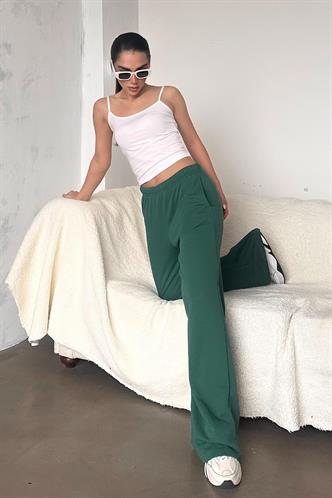 Yeşil Bol Paça Kadın Eşofman Altı MG2279