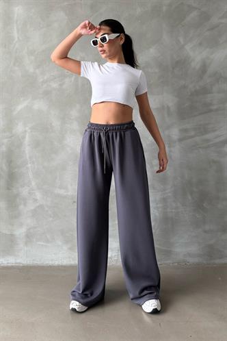 Füme Ayarlanabilir Bel Bol Paça Rahat Kesim Basic Kadın Eşofman Altı MG2122