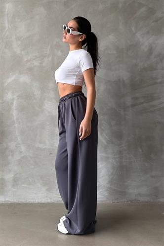 Füme Ayarlanabilir Bel Bol Paça Rahat Kesim Basic Kadın Eşofman Altı MG2122